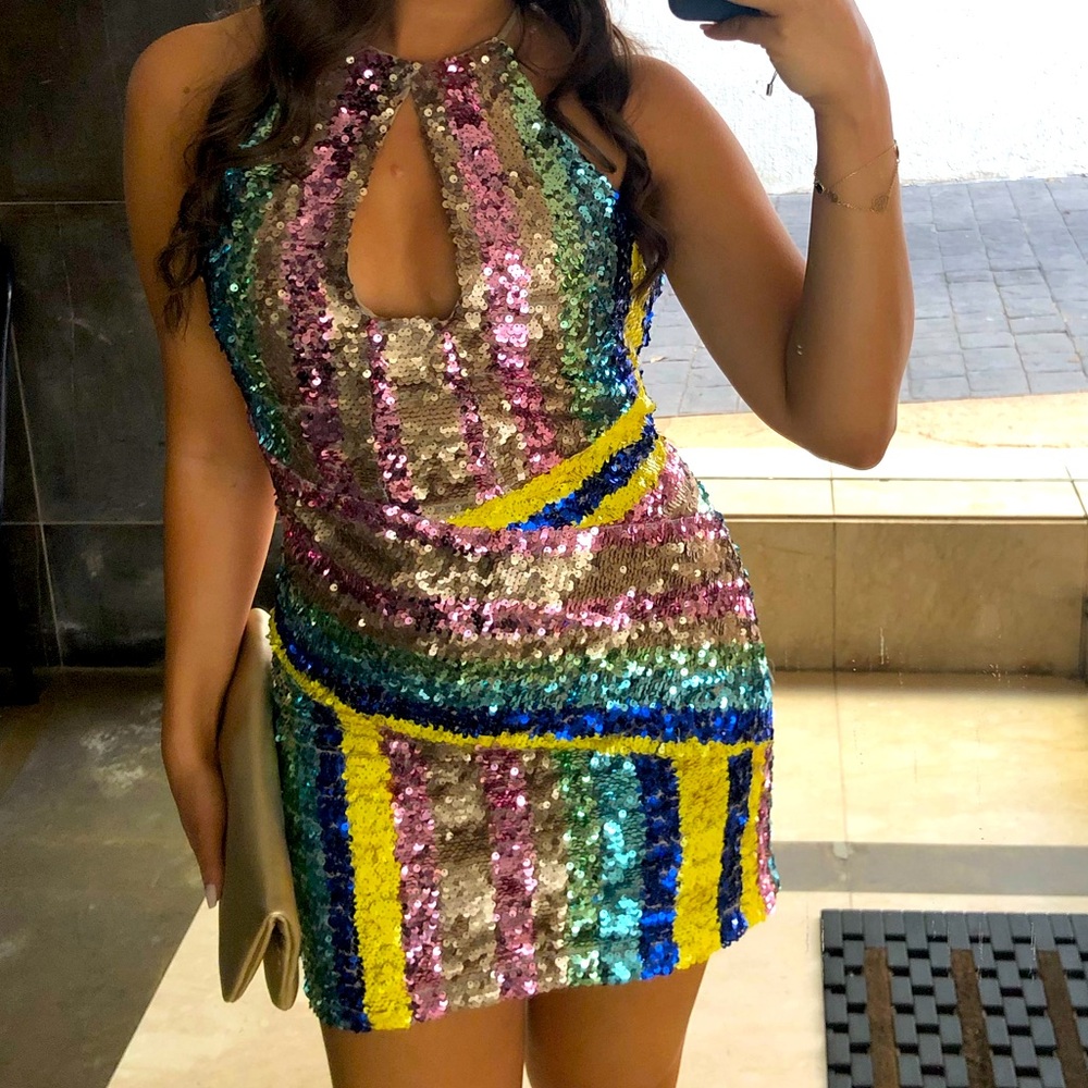 Sequin multicolor cocktail dress